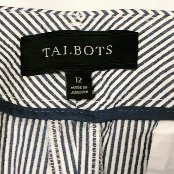 Talbots Signature Womens 12 Cropped Capri Pants Seersucker Beach Nautical Resort - Picture 2 of 13
